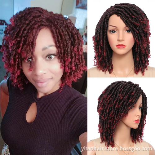Wholesale Dreadlock Wig Short Braid Wigs Synthetic Afro Curly  Blonde 613 color  Wig  Braided Crochet Twist Hair For Black Women